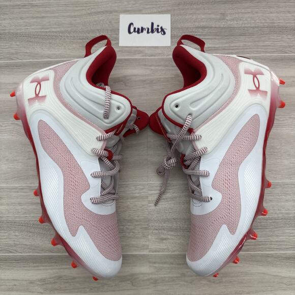 Under Armour Command MC Mid Lacrosse Cleat Men's Size 11.5 Mid Red White NEW - Picture 2 of 14